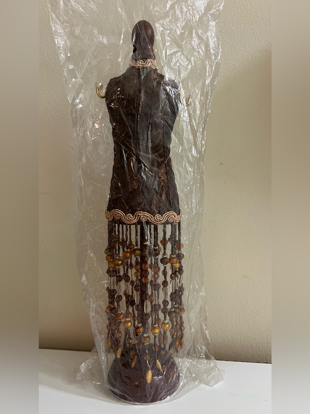 Beaded Fringe Necklace Display - Brown and Amber